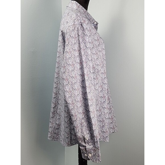 Bugatchi Shaped Fit Long Sleeve Button Down Shirt Comfort Stretch XXL Paisley - Picture 5 of 16